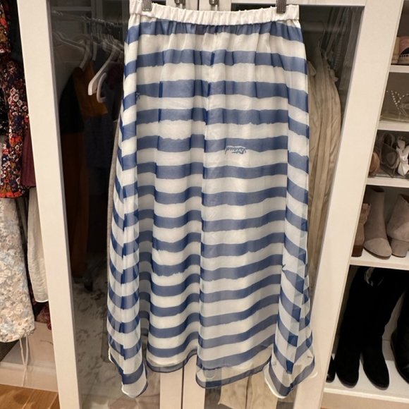 STAUD Mattia Skirt Blue & White Painted Stripe - S - Picture 7 of 8